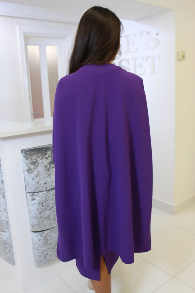 Purple Cape Style Midi Dress
